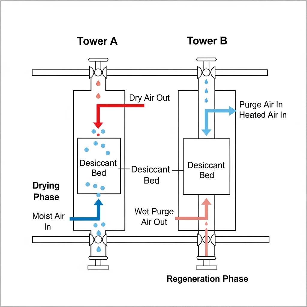 Work principle of desiccant air dryers